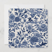Porseleinen Elegantie: Blauw Bloemmotief Bruiloft Save The Date (Achterkant)