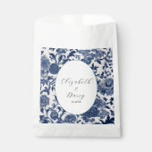 Porseleinen Elegantie: Blauwe Bloemen Huwelijk Bedankzakje (Voorkant)