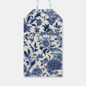 Porseleinen Elegantie: Blauwe Bloemen Huwelijk Cadeaulabel (Achterkant)