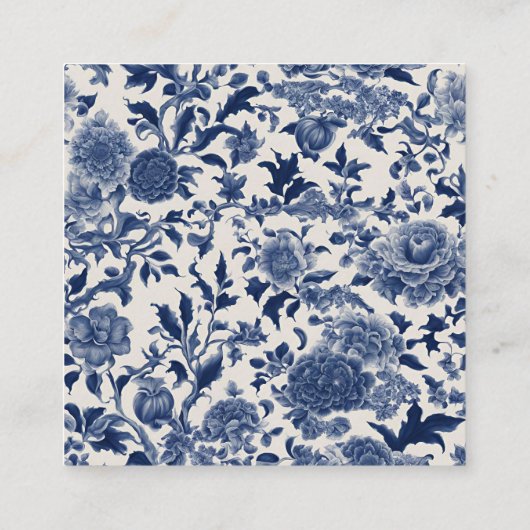 Porseleinen Elegantie: Blauwe Bloemen Huwelijk Informatiekaartje (Achterkant)