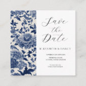 Porseleinen Elegantie: Blauwe Bloemen Huwelijk Informatiekaartje (Voorkant)