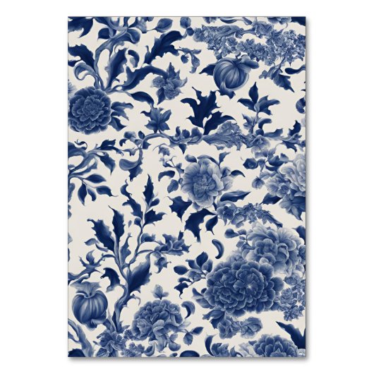 Porseleinen Elegantie: Blauwe Bloemen Huwelijk Kaart (Achterkant)