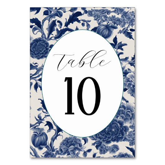 Porseleinen Elegantie: Blauwe Bloemen Huwelijk Kaart (Voorkant)