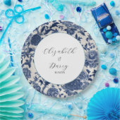 Porseleinen Elegantie: Blauwe Bloemen Huwelijk Papieren Bordje (Feest)