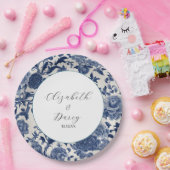 Porseleinen Elegantie: Blauwe Bloemen Huwelijk Papieren Bordje (Feest)