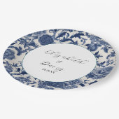 Porseleinen Elegantie: Blauwe Bloemen Huwelijk Papieren Bordje (Gekanteld)