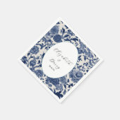 Porseleinen Elegantie: Blauwe Bloemen Huwelijk Servet (Hoek)