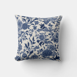  Porseleinen Elegantie: Blauwe Bloemen Kussen