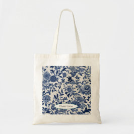  Porseleinen Elegantie: Blauwe Bloemen Tote Bag