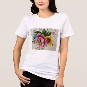 Porseleinen geïnspireerde bloem Tri-Blend shirt