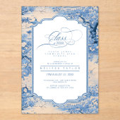 Porseleinen-geïnspireerde Chinoiserie Afstuderen I Acryl Uitnodigingen (Voorkant)