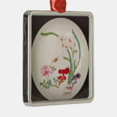Porseleinen gerecht, famille roos decoratie, Yung  Metalen Ornament (Rechts)