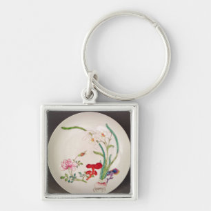 Porseleinen gerecht, famille roos decoratie, Yung  Sleutelhanger