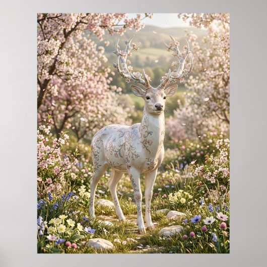 Porseleinen Herten Bos Rust Poster (Voorkant)