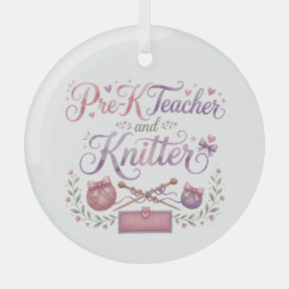 Porseleinen kerstbal voor kleuterleidster en breis glas ornament