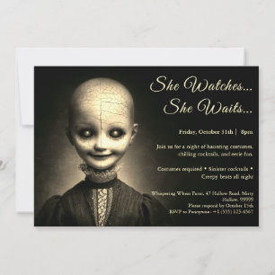 Porseleinen Pop Halloween Kostuum Feest Uitnodigin Kaart