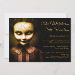 Porseleinen Pop Halloween Kostuum Feest Uitnodigin Kaart