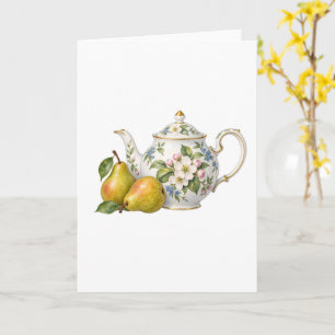 Porseleinen Theepot met Peren Kaart