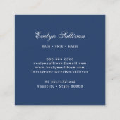 Porseleinen vlinder logo op blauw visitekaartje (Achterkant)