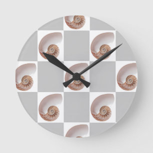 Porseleinen Zeeschelpen Minimalistische Schaakbord Ronde Klok