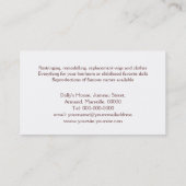 Porseleinpop met keuze uit achtergrondkleur visitekaartje (Achterkant)