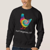 Port Angeles WA Tie Dye Chicken Hippy Farmer Hobby Trui (Voorkant)