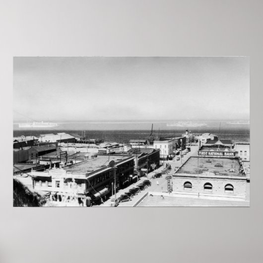 Port Angeles, WA Town Uitzicht en Harbour Foto Poster (Voorkant)