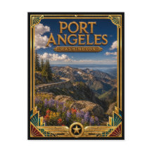 Port Angeles Washington Vintage Art Deco Gouden