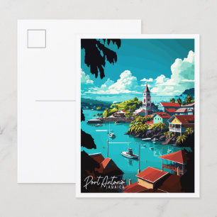 Port Antonio Jamaica vintage reisillustratie Briefkaart