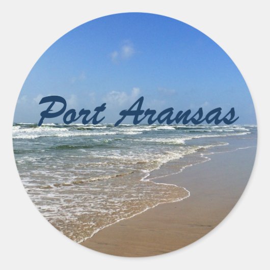 Port Aransas Beach Texas Coast Ronde Sticker (Voorkant)