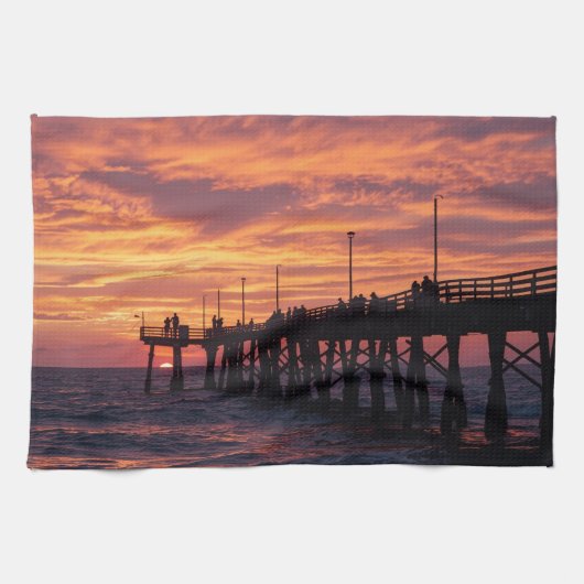 Port Aransas Beach Towel - Gulf Coast Sunset  Theedoek (Horizontaal)