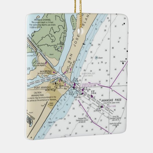 Port Aransas Chart Keramisch Ornament (Rechts)