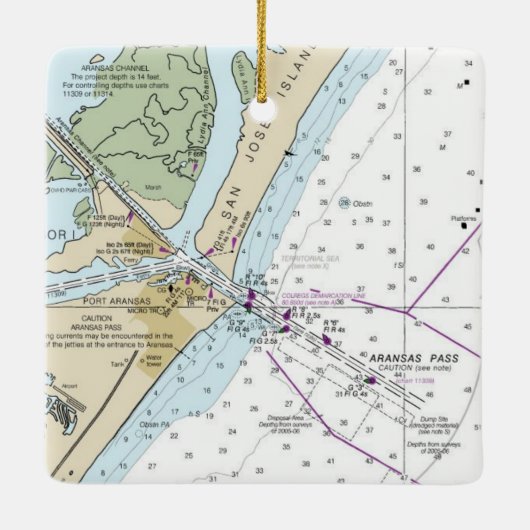 Port Aransas Chart Keramisch Ornament (Achterkant)