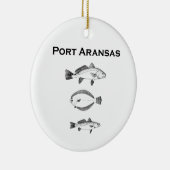 Port Aransas Saltwater Fish - Geviste Logo Keramisch Ornament (Rechts)