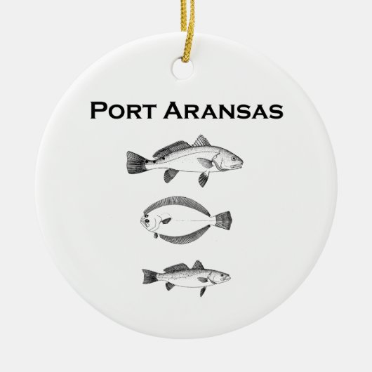Port Aransas Saltwater Fish - Geviste Logo Keramisch Ornament (Voorkant)