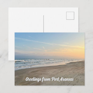 Port Aransas Strand Zonsondergang Texas Fotografie Briefkaart
