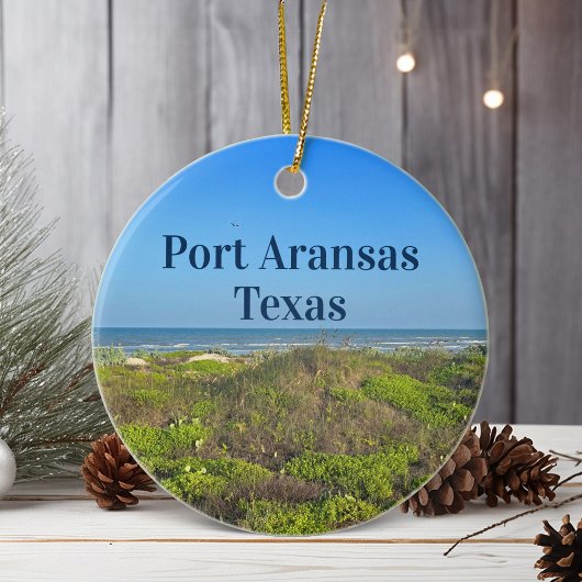 Port Aransas Texas Beach Grass Foto Kerstmis Keramisch Ornament