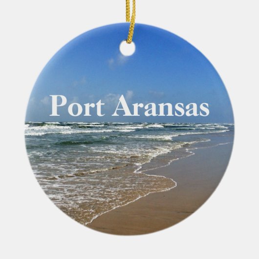 Port Aransas Texas Beach Photo Custom Kerstmis Keramisch Ornament (Voorkant)