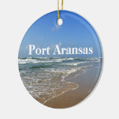 Port Aransas Texas Beach Photo Custom Kerstmis Keramisch Ornament (Links)