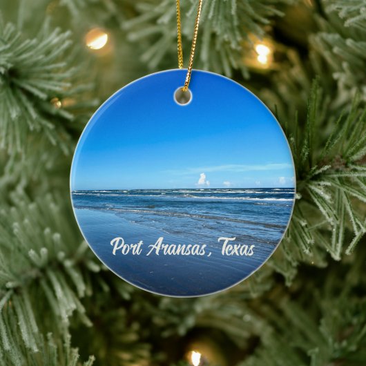 Port Aransas Texas Coast Ocean Waves Kerstmis Keramisch Ornament (Boom)