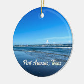 Port Aransas Texas Coast Ocean Waves Kerstmis Keramisch Ornament (Links)