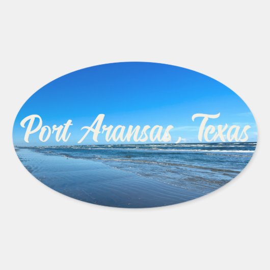 Port Aransas Texas Coast Ocean Waves Ovale Sticker (Voorkant)