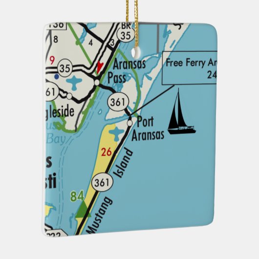 Port Aransas TX  Map Keramisch Ornament (Rechts)