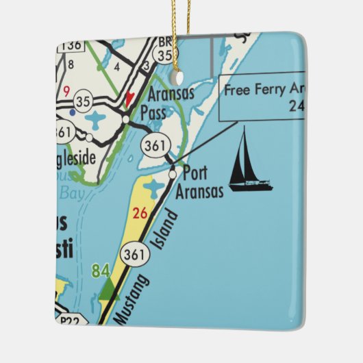 Port Aransas TX  Map Keramisch Ornament (Links)