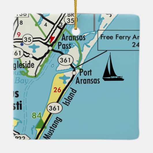 Port Aransas TX  Map Keramisch Ornament (Achterkant)