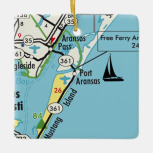 Port Aransas TX Map Keramisch Ornament