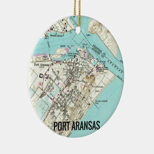 Port Aransas TX Map Keramisch Ornament (Rechts)
