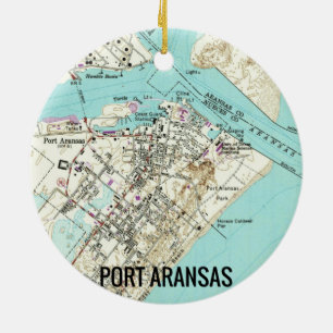 Port Aransas TX Map Keramisch Ornament
