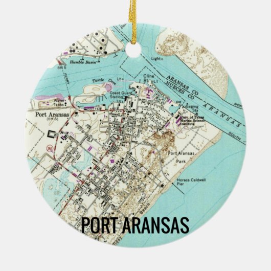 Port Aransas TX Map Keramisch Ornament (Achterkant)