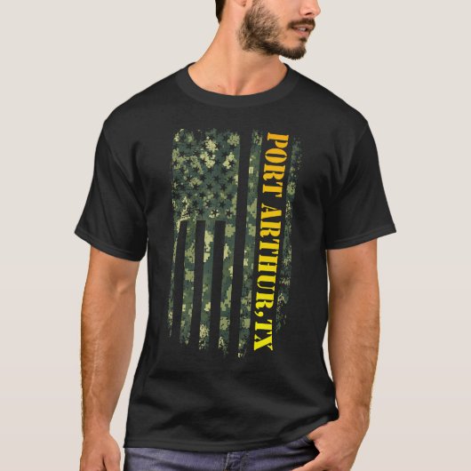 Port Arthur Texas Camouflage Amerikaanse vlag T-shirt (Voorkant)